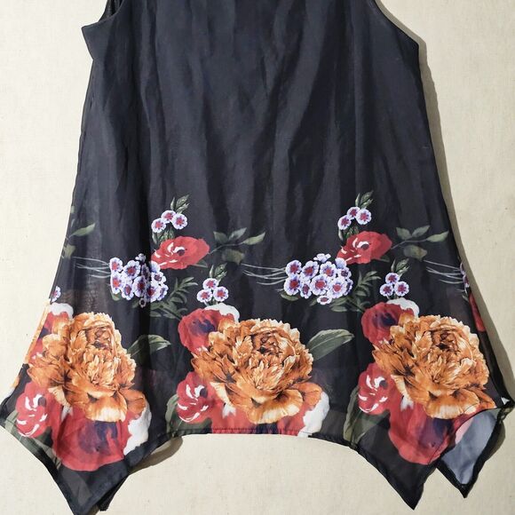 Body Central Black Floral Chiffon Sleeveless Irregular Mini Dress Medium Sexy - Picture 5 of 9